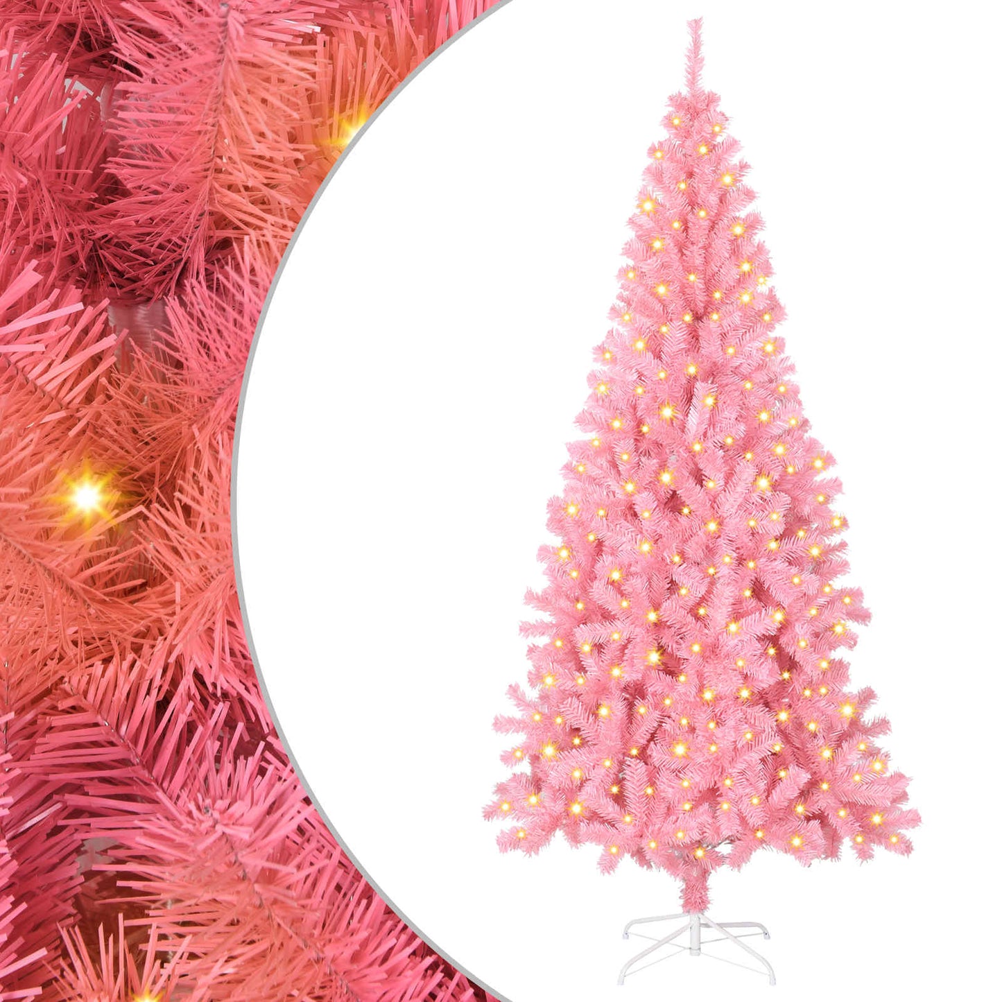 Weihnachtsbaum mit 300 LEDs mit Ständer Rosa 180 cm PVC