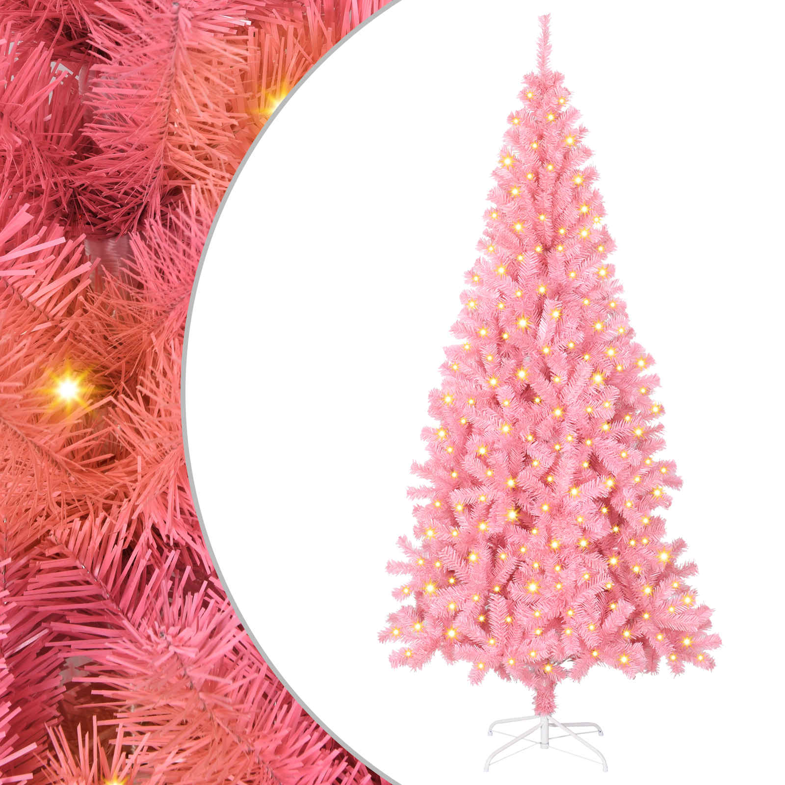 Weihnachtsbaum mit 300 LEDs mit Ständer Rosa 180 cm PVC