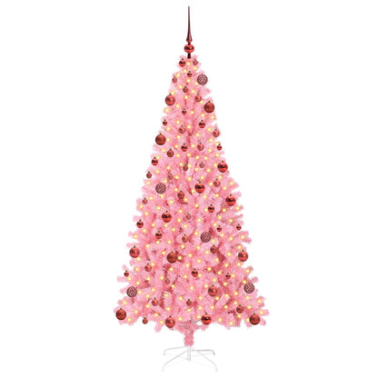 Weihnachtsbaum mit LED-Beleuchtung Rosa 180 cm PVC und Stahl