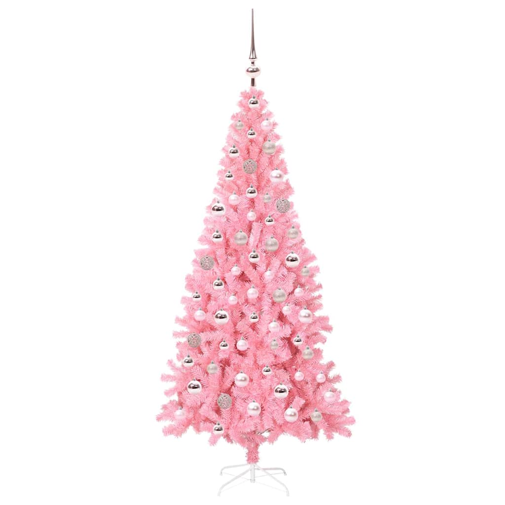 Weihnachtsbaum mit 300 LEDs mit Ständer Rosa 180 cm PVC