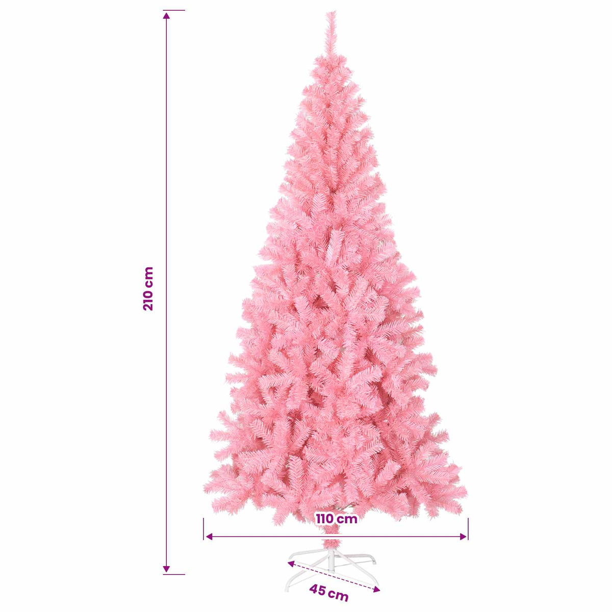 Weihnachtsbaum mit LED-Beleuchtung Rosa 210 cm PVC und Stahl