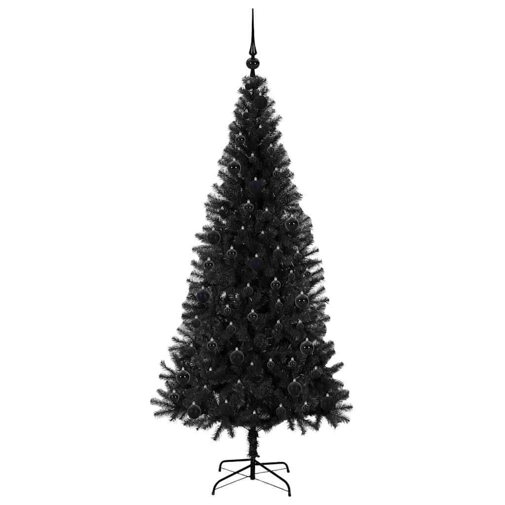 Weihnachtsbaum mit 300 LEDs mit Ständer Schwarz 180 cm PVC