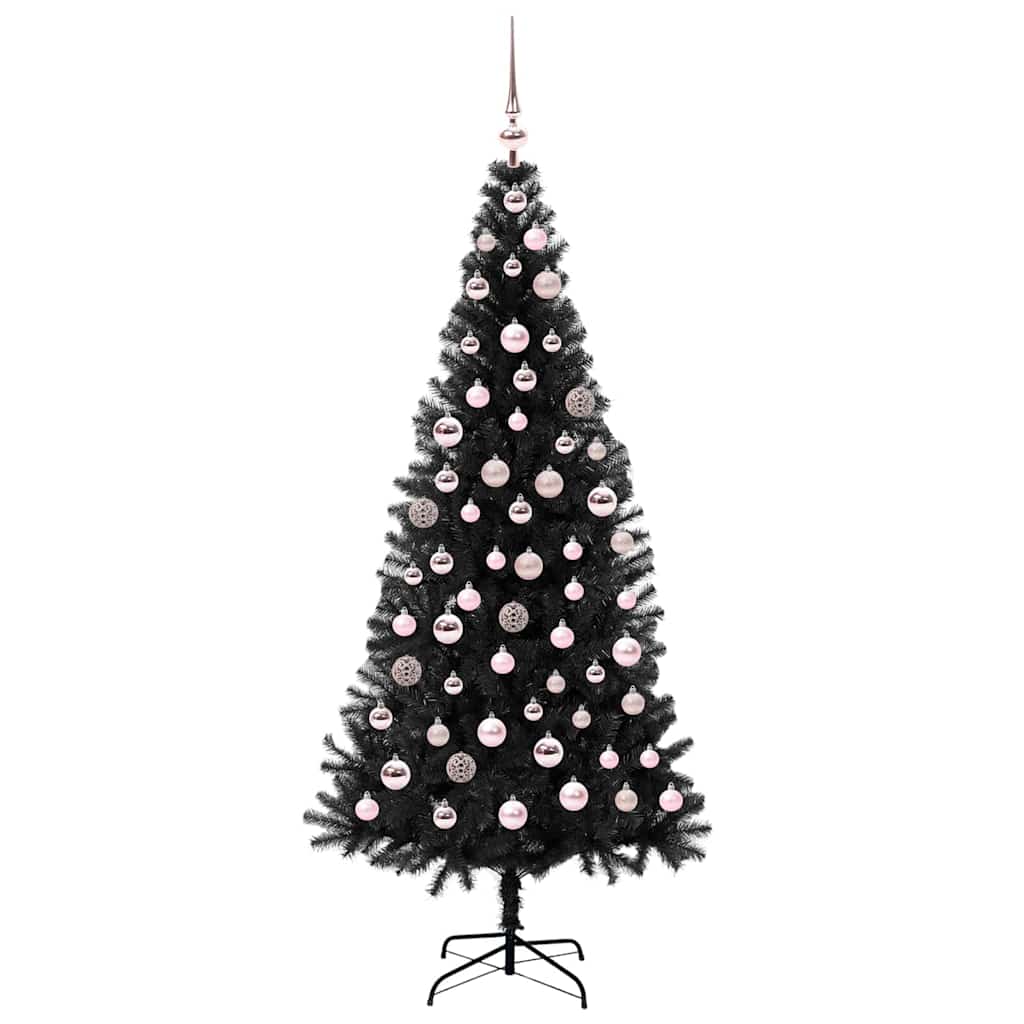 Weihnachtsbaum mit 300 LEDs mit Ständer Schwarz 180 cm PVC