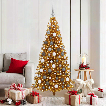 Weihnachtsbaum mit LED-Beleuchtung Gold 180 cm PET und Stahl