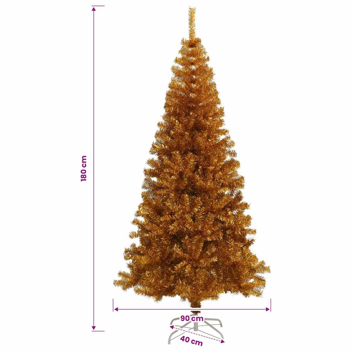 Weihnachtsbaum mit LED-Beleuchtung Gold 180 cm PET und Stahl