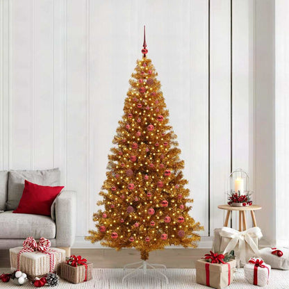 Weihnachtsbaum mit LED-Beleuchtung Gold 210 cm PET und Stahl
