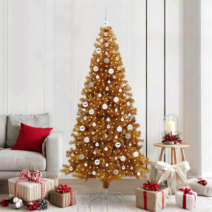 Weihnachtsbaum mit LED-Beleuchtung Gold 210 cm PET und Stahl