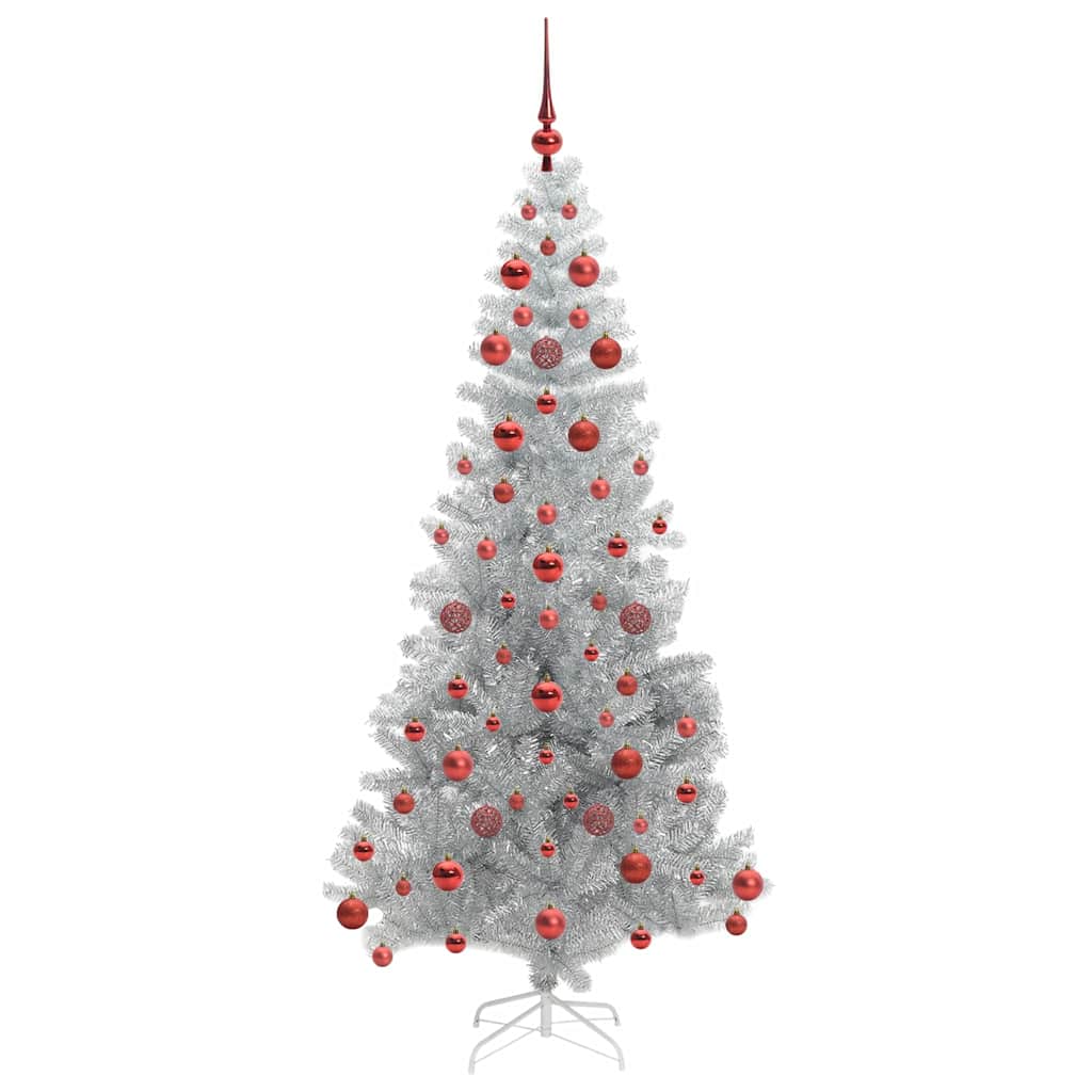 Weihnachtsbaum mit LED-Beleuchtung Silber 180 cm PET und Stahl