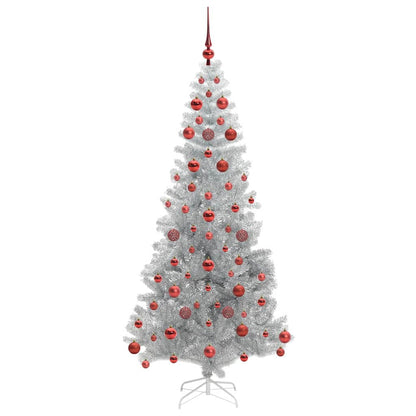 Weihnachtsbaum mit LED-Beleuchtung Silber 180 cm PET und Stahl