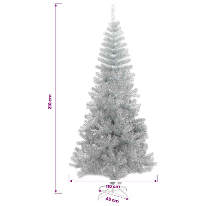 Weihnachtsbaum mit LED-Beleuchtung Silber 210 cm PET und Stahl