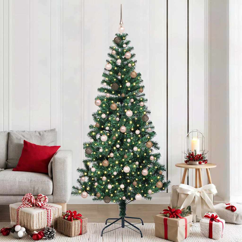 Künstlicher vorbeleuchteter Weihnachtsbaum Grün 210 cm