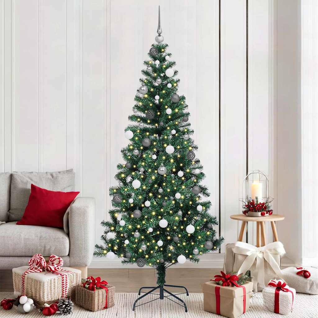Künstlicher vorbeleuchteter Weihnachtsbaum Grün 210 cm