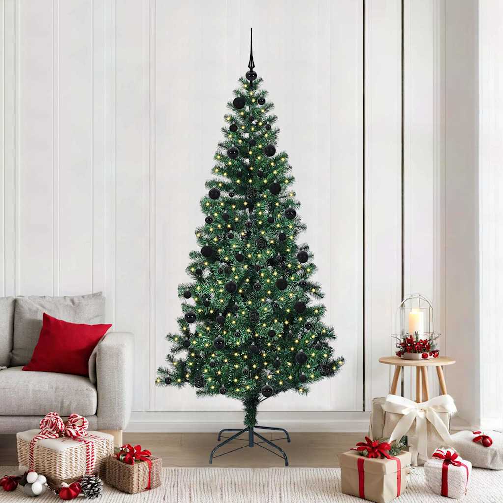 Künstlicher vorbeleuchteter Weihnachtsbaum Grün 210 cm