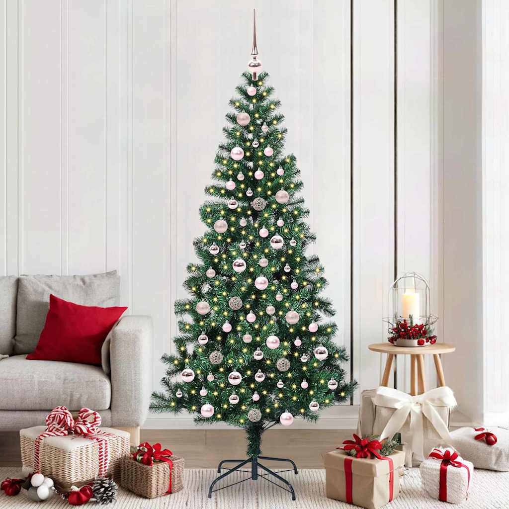 Künstlicher vorbeleuchteter Weihnachtsbaum Grün 210 cm