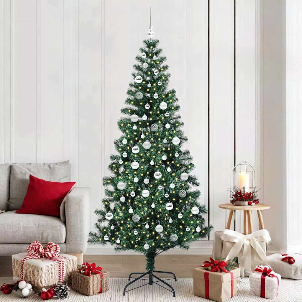 Künstlicher vorbeleuchteter Weihnachtsbaum Grün 210 cm