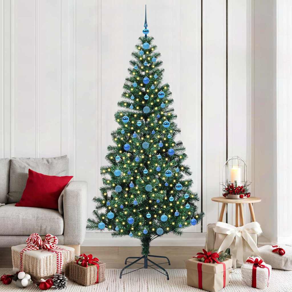 Künstlicher vorbeleuchteter Weihnachtsbaum Grün 210 cm