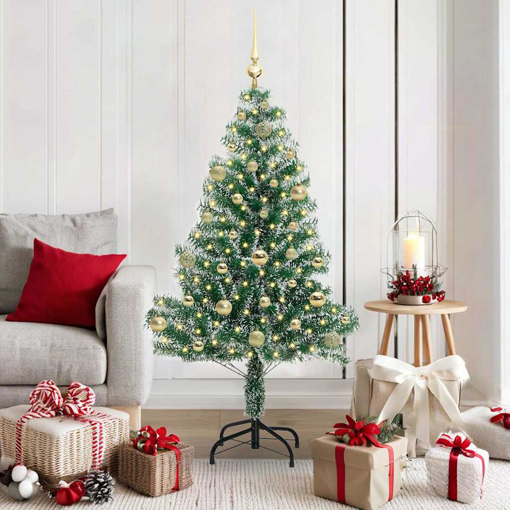 Artificial Christmas Tree Flocked Grün und Weiß 150 cm