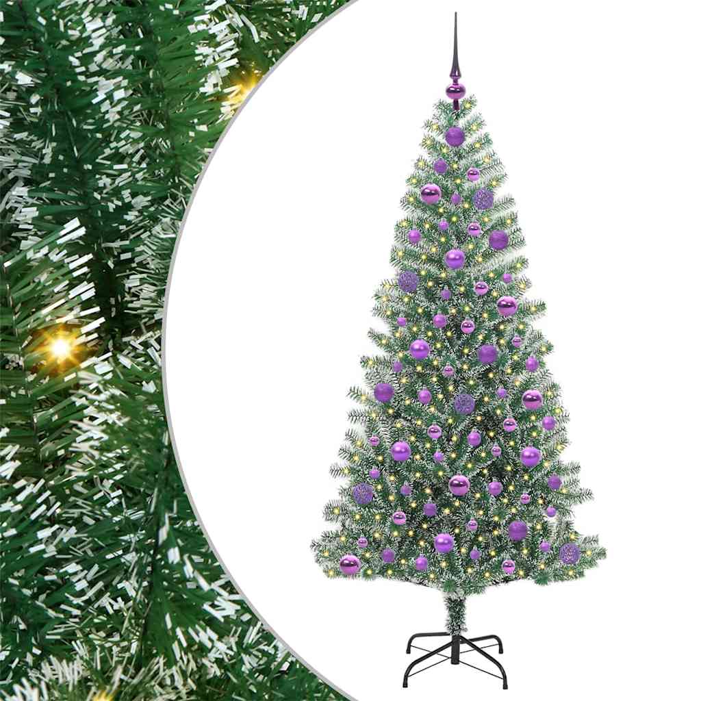 Künstlicher Weihnachtsbaum beschneit mit LED Licht 180 cm