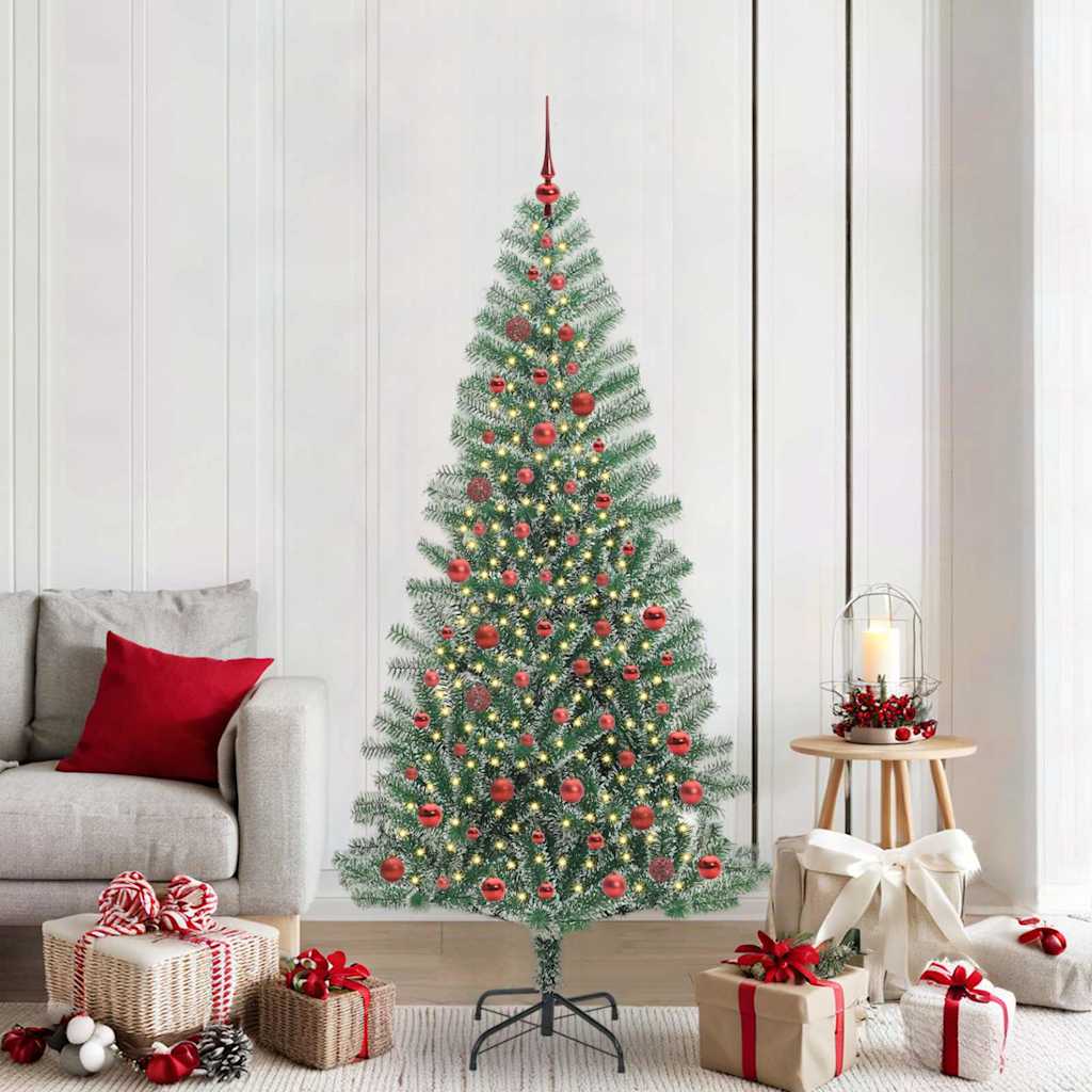 Artificial Christmas Tree Flocked Grün und Weiß 210 cm