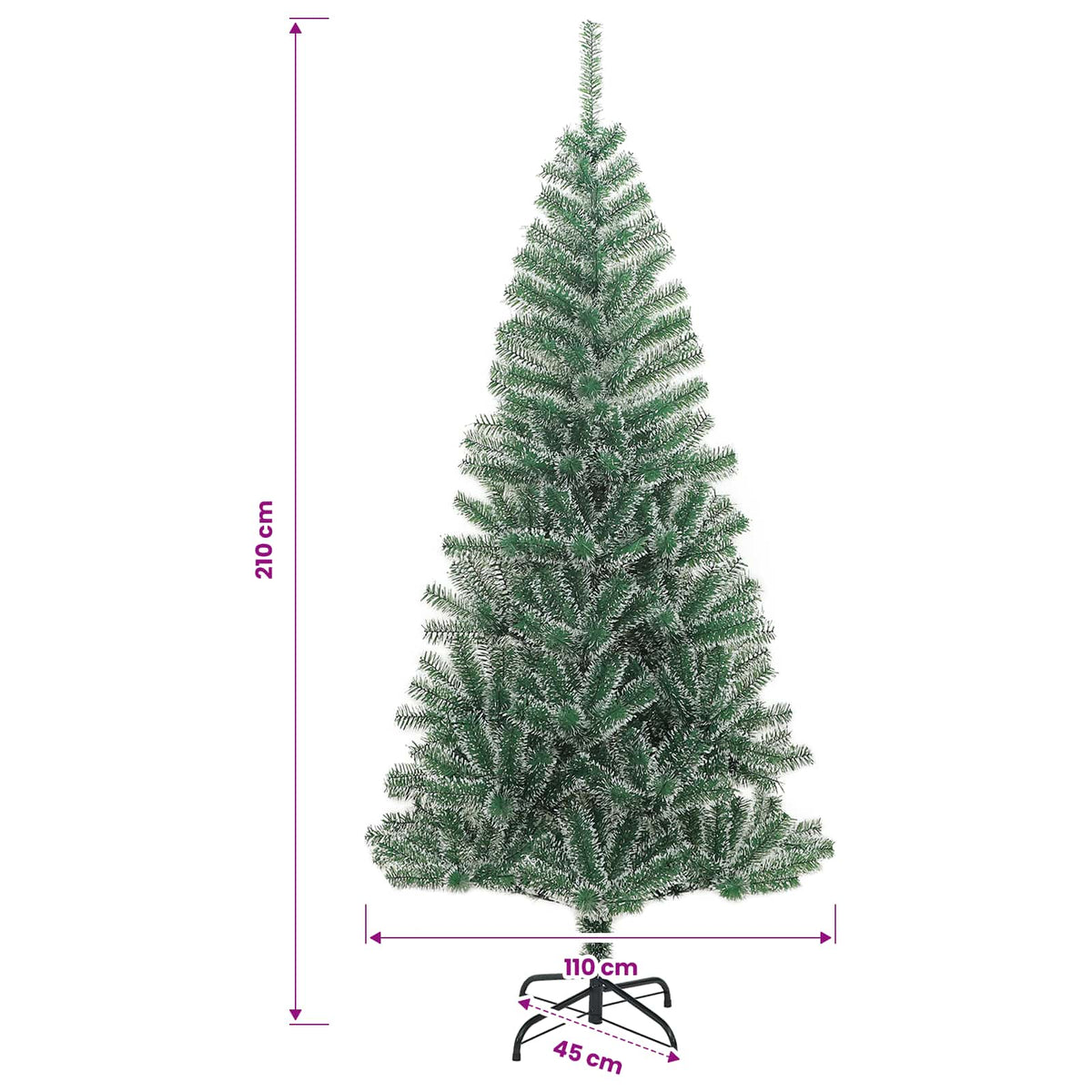 Artificial Christmas Tree Flocked Grün und Weiß 210 cm