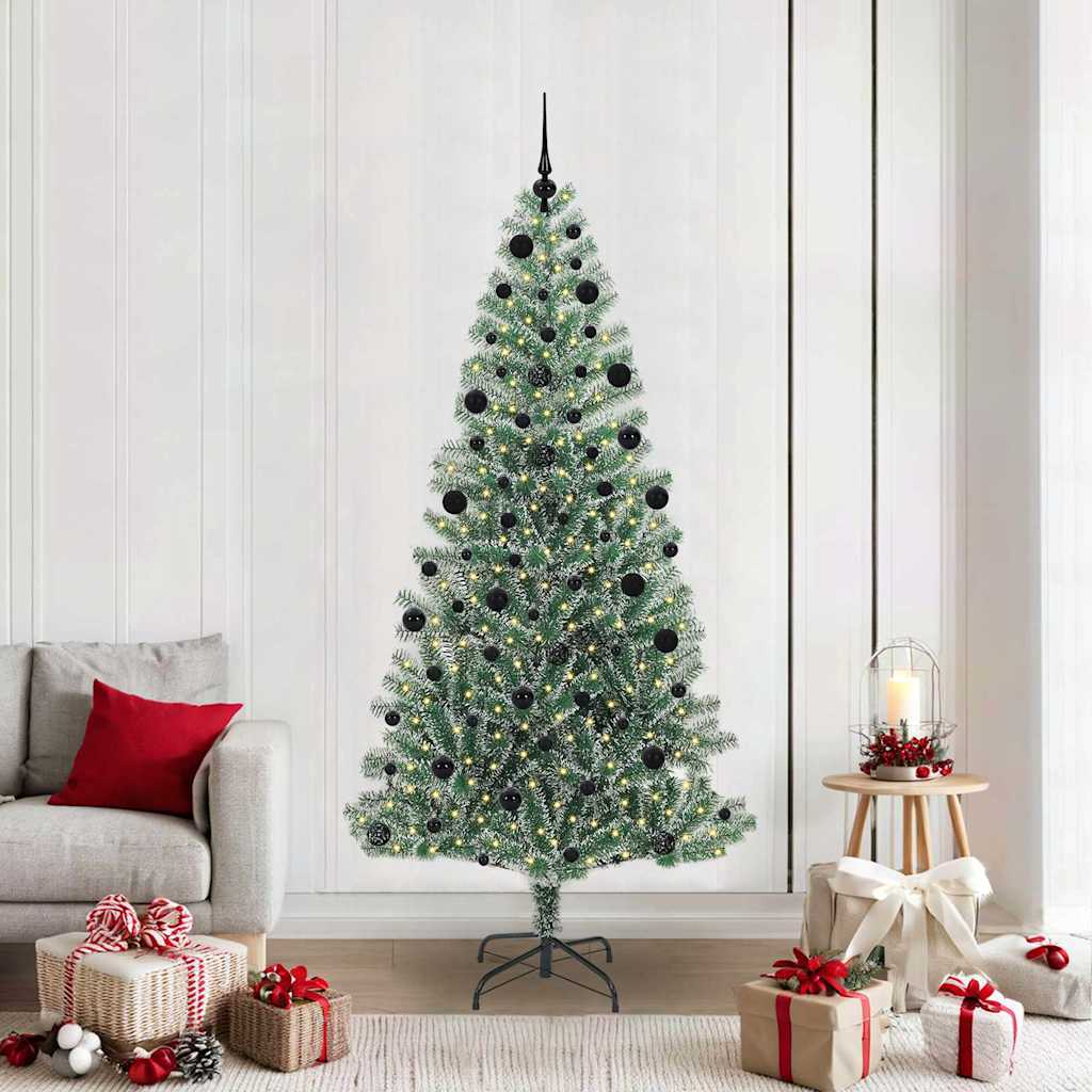 Künstlicher Weihnachtsbaum beschneit mit LED Licht 210 cm