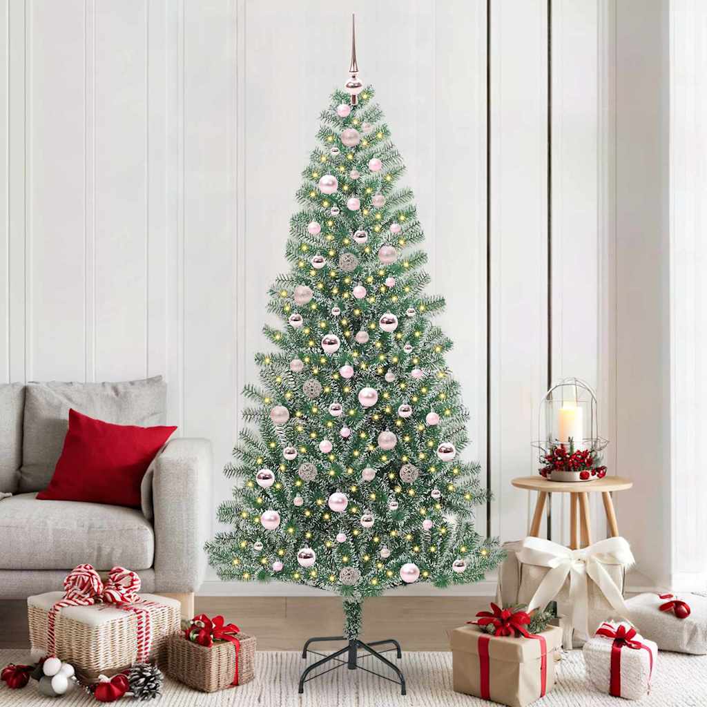 Künstlicher Weihnachtsbaum beschneit mit LED Licht 210 cm