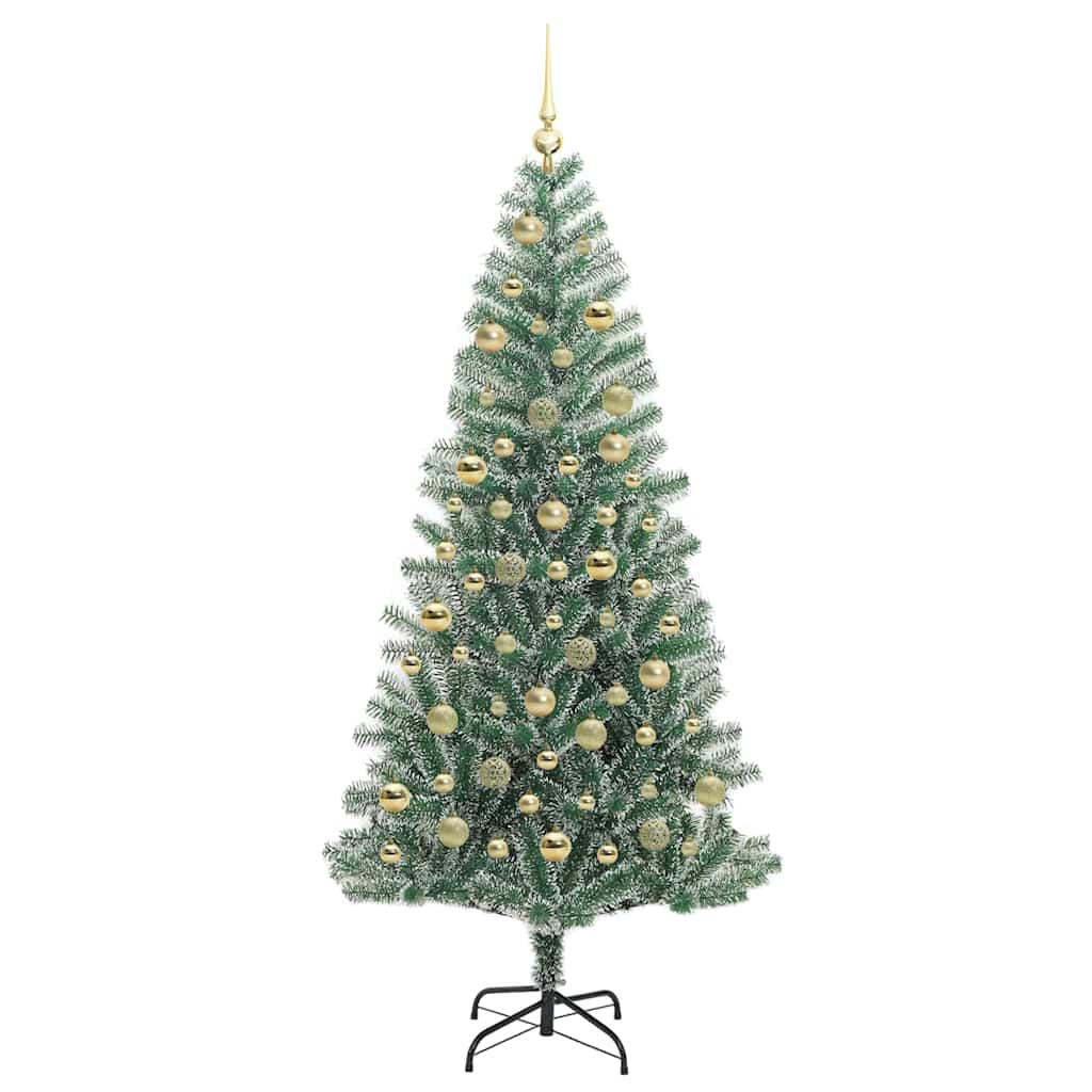 Artificial Christmas Tree Flocked Grün und Weiß 210 cm
