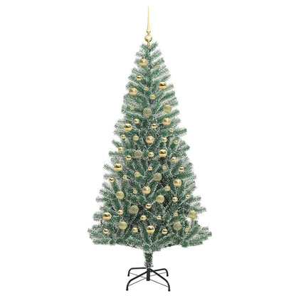 Artificial Christmas Tree Flocked Grün und Weiß 210 cm
