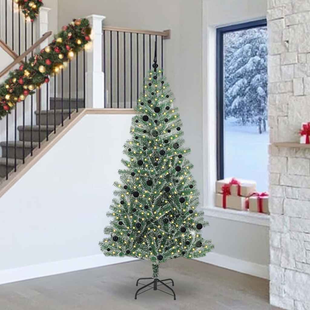 Künstlicher Weihnachtsbaum beschneit mit LED Licht 240 cm