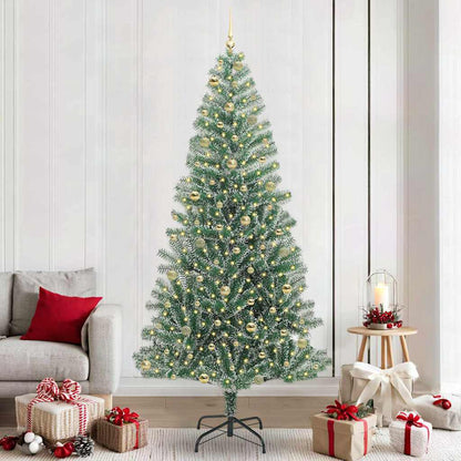 Künstlicher Weihnachtsbaum beschneit mit LED Licht 240 cm