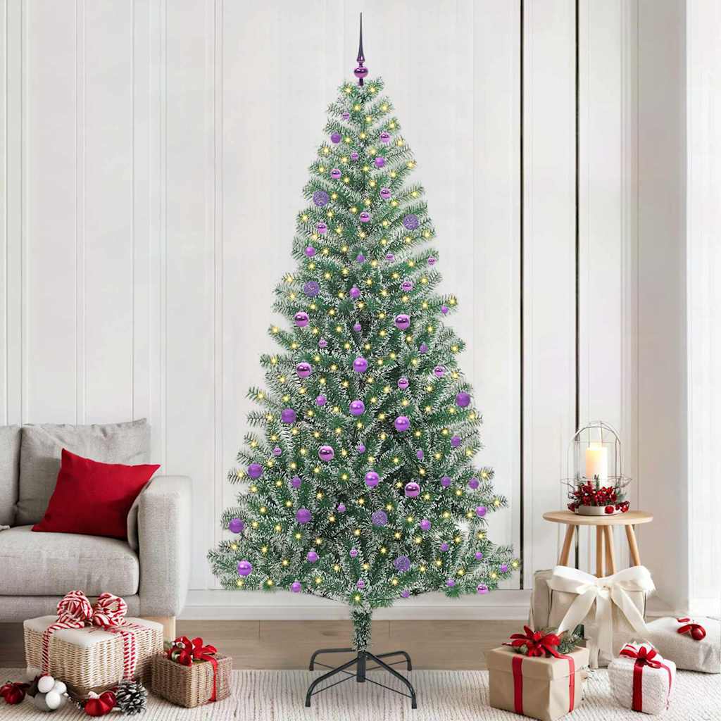 Künstlicher Weihnachtsbaum beschneit mit LED Licht 240 cm