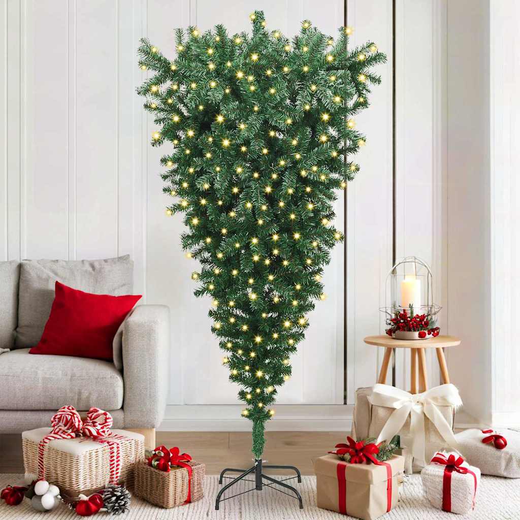 Umgedrehter künstlicher vorbeleuchteter Weihnachtsbaum Grün PVC