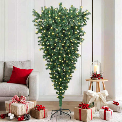 Umgedrehter künstlicher vorbeleuchteter Weihnachtsbaum Grün PVC