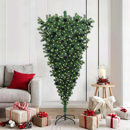 Umgedrehter Kunst Weihnachtsbaum mit Kugelset Grün 180 cm PVC
