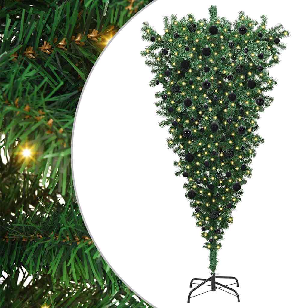 Umgedrehter Kunst Weihnachtsbaum mit Kugelset Grün 180 cm PVC