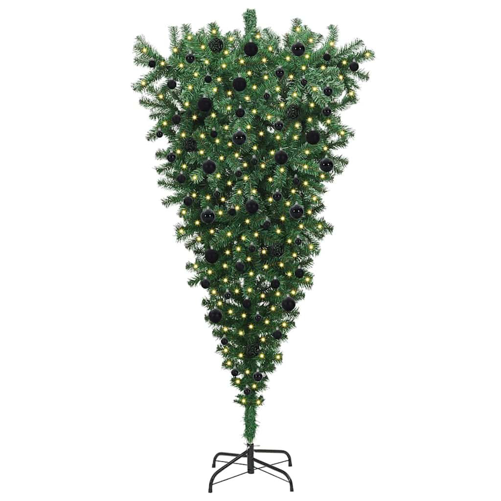 Umgedrehter Kunst Weihnachtsbaum mit Kugelset Grün 180 cm PVC