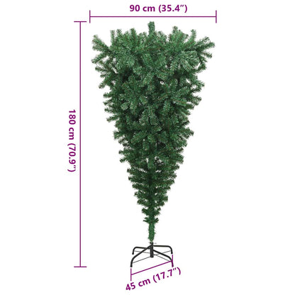 Umgedrehter Kunst Weihnachtsbaum mit Kugelset Grün 180 cm PVC