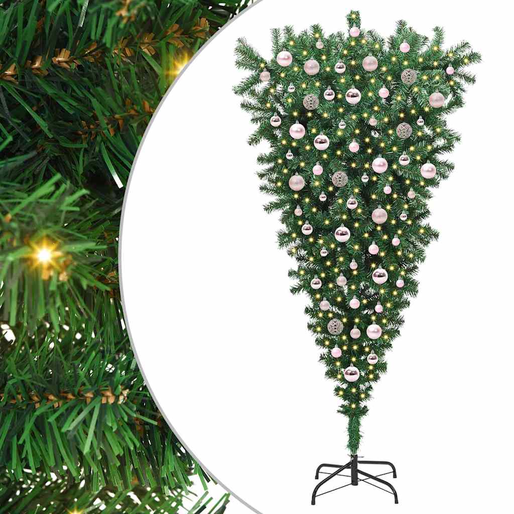 Umgedrehter Kunst Weihnachtsbaum mit Kugelset Grün 180 cm PVC