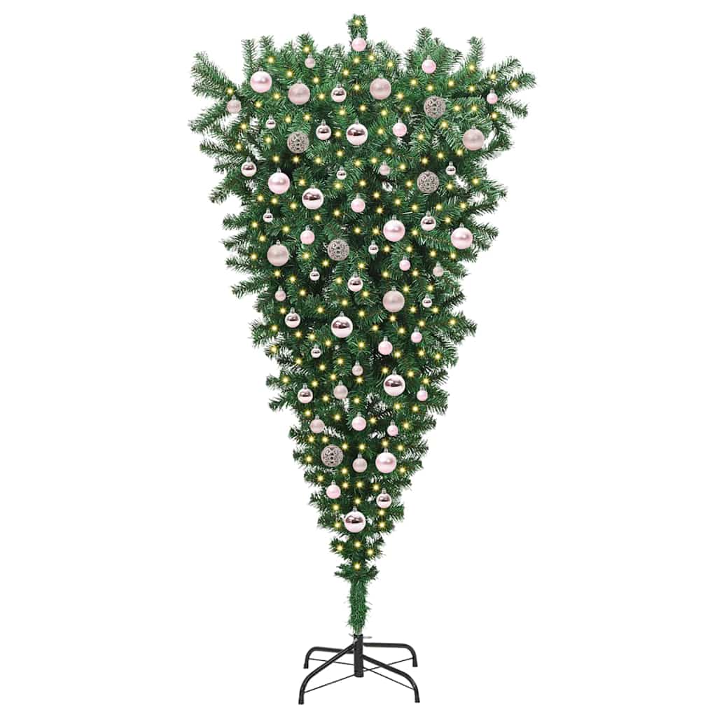 Umgedrehter Kunst Weihnachtsbaum mit Kugelset Grün 180 cm PVC