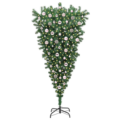 Umgedrehter Kunst Weihnachtsbaum mit Kugelset Grün 180 cm PVC