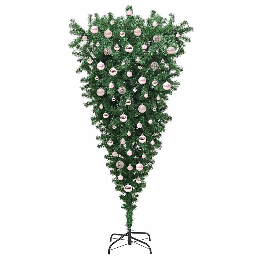 Umgedrehter Kunst Weihnachtsbaum mit Kugelset Grün 180 cm PVC