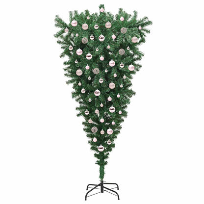 Umgedrehter Kunst Weihnachtsbaum mit Kugelset Grün 180 cm PVC
