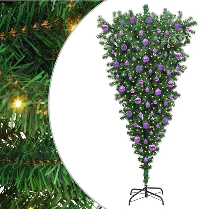 Umgedrehter Kunst Weihnachtsbaum mit Kugelset Grün 180 cm PVC