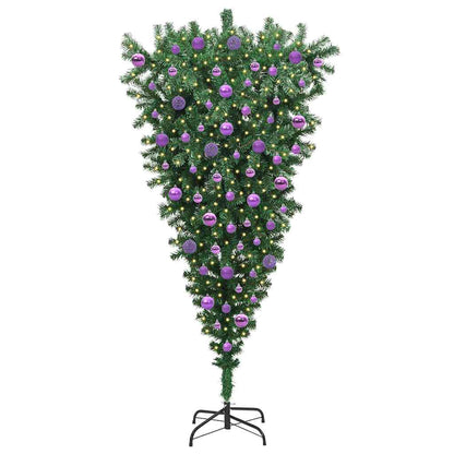 Umgedrehter Kunst Weihnachtsbaum mit Kugelset Grün 180 cm PVC