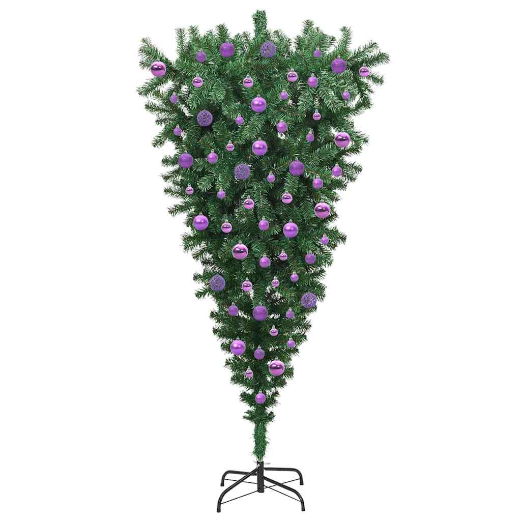 Umgedrehter Kunst Weihnachtsbaum mit Kugelset Grün 180 cm PVC