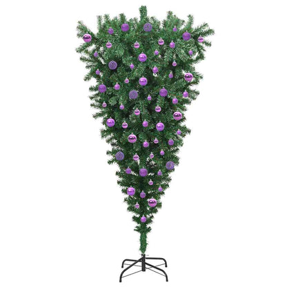 Umgedrehter Kunst Weihnachtsbaum mit Kugelset Grün 180 cm PVC