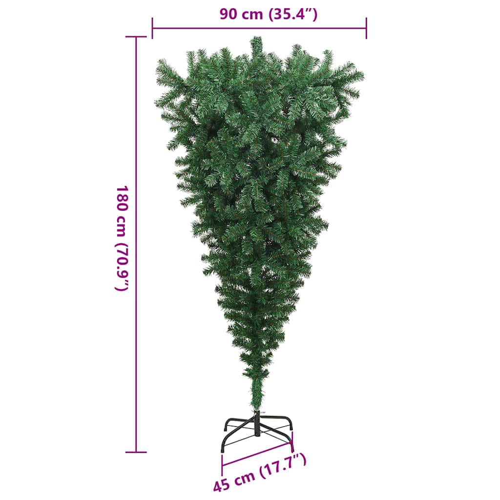 Umgedrehter Kunst Weihnachtsbaum mit Kugelset Grün 180 cm PVC