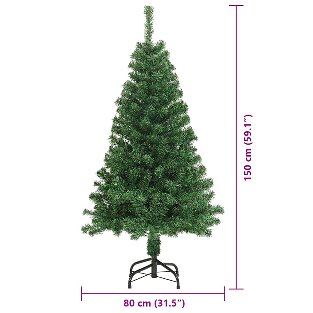 Künstlicher Weihnachtsbaum mit 150 LEDs mit Ständer Grün 150 cm