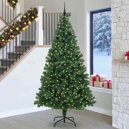 Künstlicher Weihnachtsbaum mit 300 LEDs mit Ständer Grün 240 cm