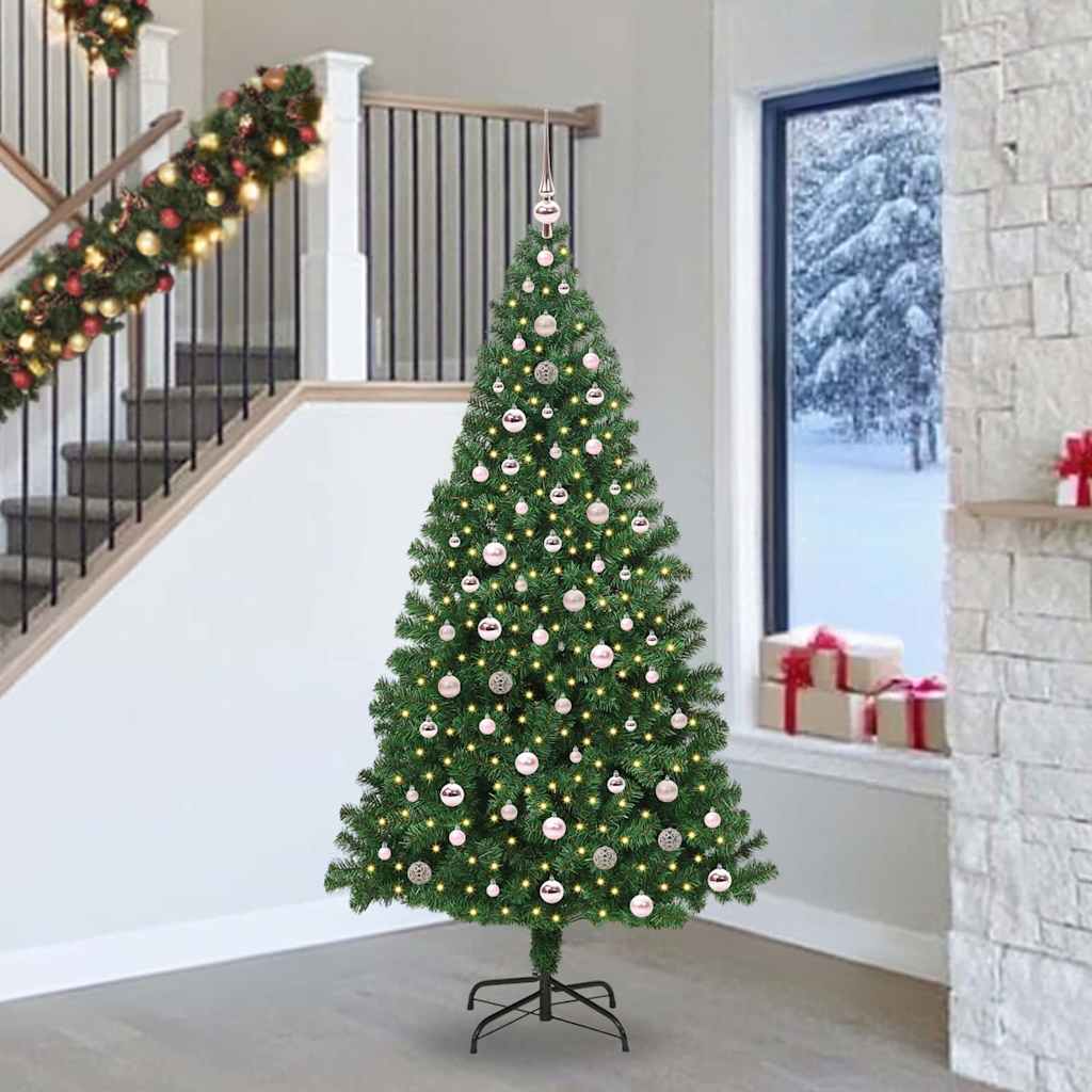 Künstlicher Weihnachtsbaum mit 300 LEDs mit Ständer Grün 240 cm